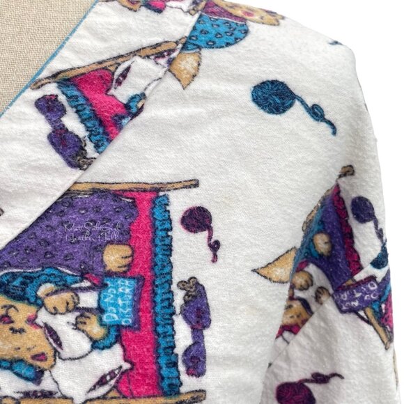 Night Gear Sleepwear Vintage 80's All Over Sleepy Cats Varsity Shirt Nightgown - Picture 6 of 8